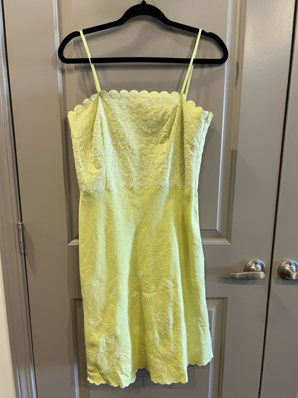 Ann Taylor Petite Lemon Eyelet Linen Dress